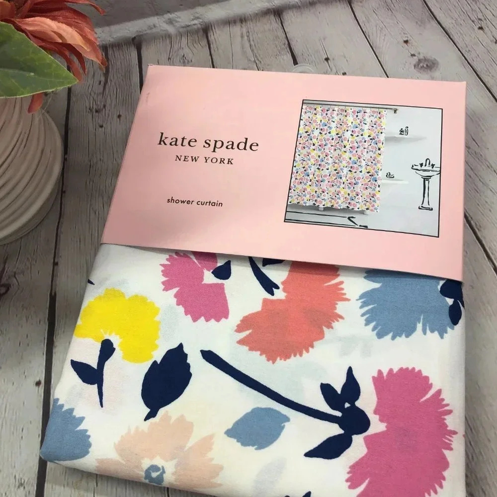 NWT Designer Kate Spade ♠️ Shower Curtain gala floral peach - Picture 2 of 6
